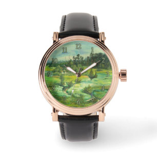 Montre peinture de vallée verte Aquarelle