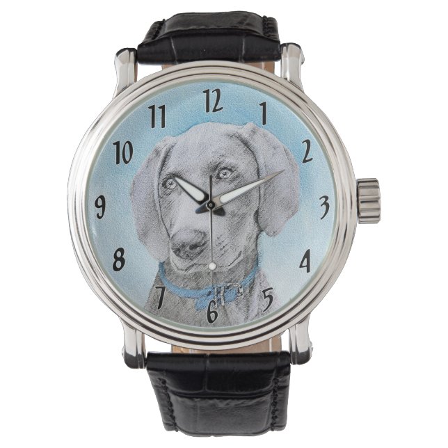 Montre Peinture de Weimaraner - Art Original et Mignon de (devant)