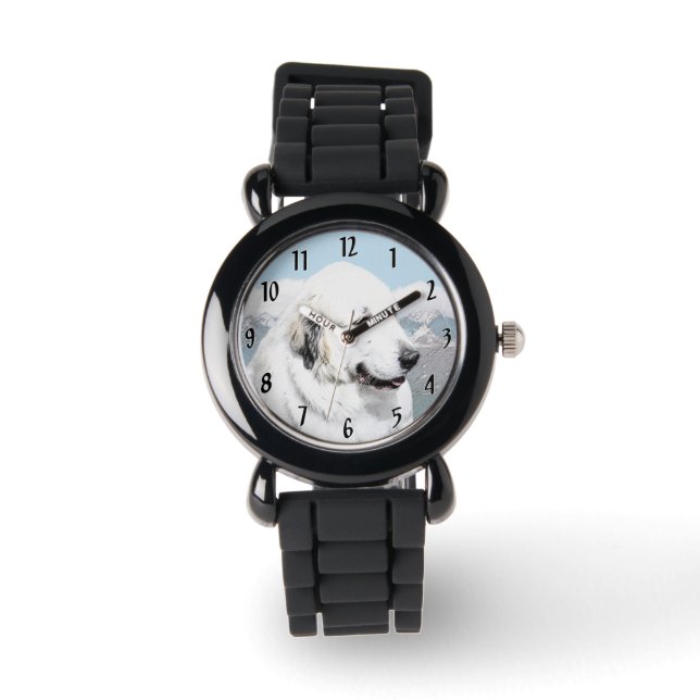 Montre Peinture des Pyrénées - Art original du chien (Recto)