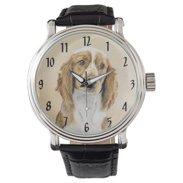 Montre Peinture d'espagnol Welsh Springer - Art original  (devant)