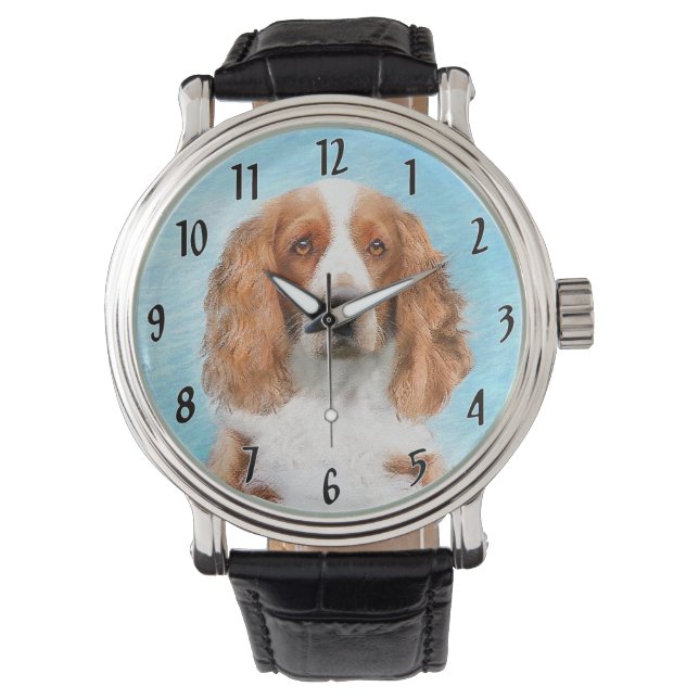 Montre Peinture d'espagnol Welsh Springer - Art original  (devant)