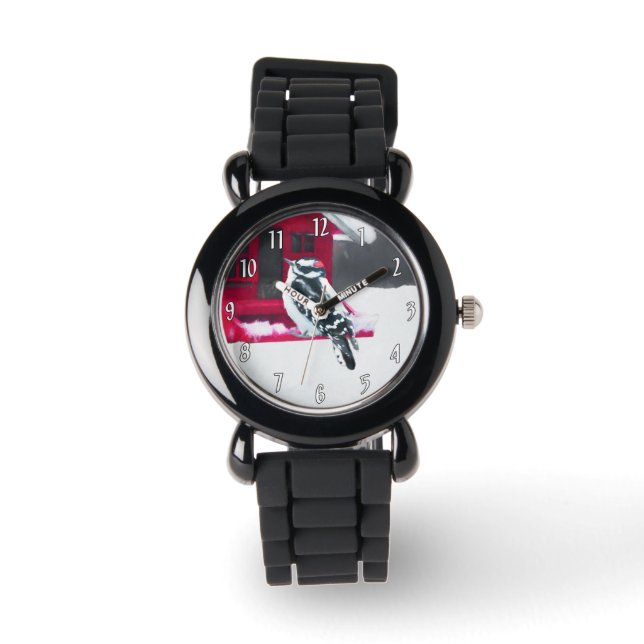 Montre Peinture Downy Woodpecker - Art original pour oise (Recto)