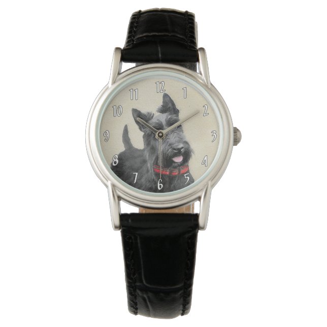 Montre Peinture écossaise Terrier - Cute Original Chien A (devant)
