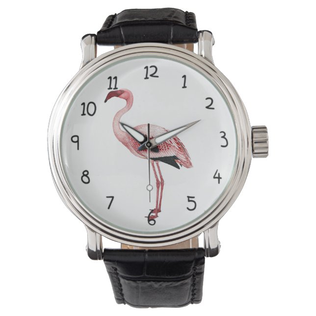 Montre Peinture en Flamant rose rose vintage (devant)