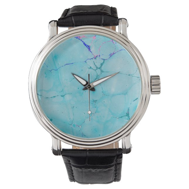 Montre Peinture en marbre Turquoise turquoise Aquarelle A (devant)
