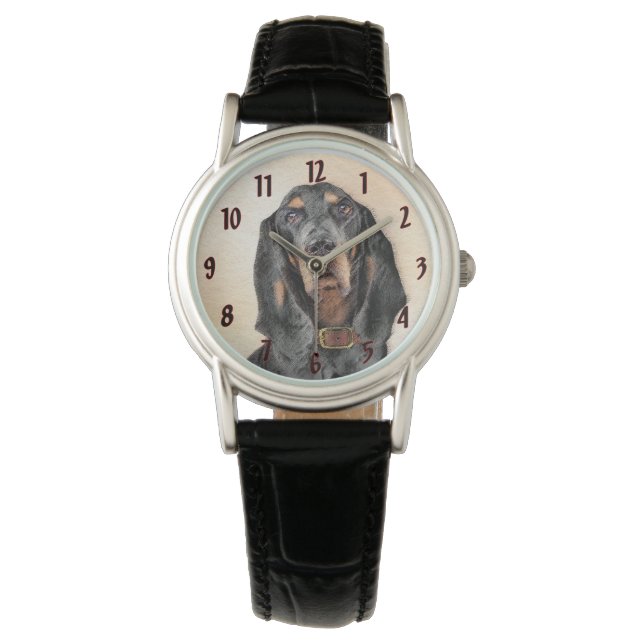 Montre Peinture en noir et blanc - Art original Chien (devant)