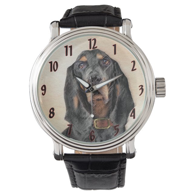 Montre Peinture en noir et blanc - Art original Chien (devant)