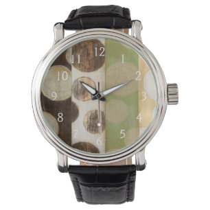 Montre Peinture en panneau de bois de tonalité Terre avec