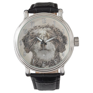 Montre Peinture espagnole de chien d'eau - jolie art orig