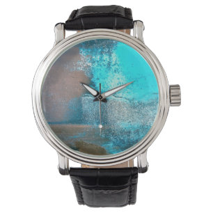 Montre Peinture et rouille turquoise rétro Abstrait