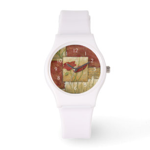 Montre Peinture florale avec traits de pinceau visibles