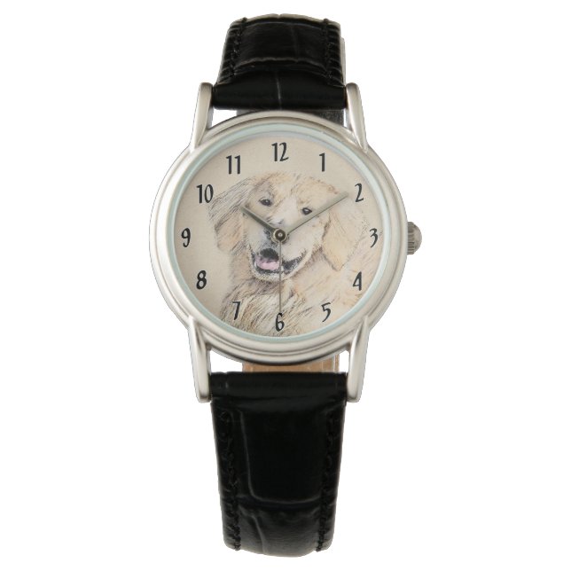 Montre Peinture Golden Retriever - Joli art original chie (devant)