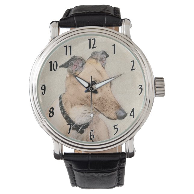 Montre Peinture Greyhound - Cute Original Chien Art (devant)