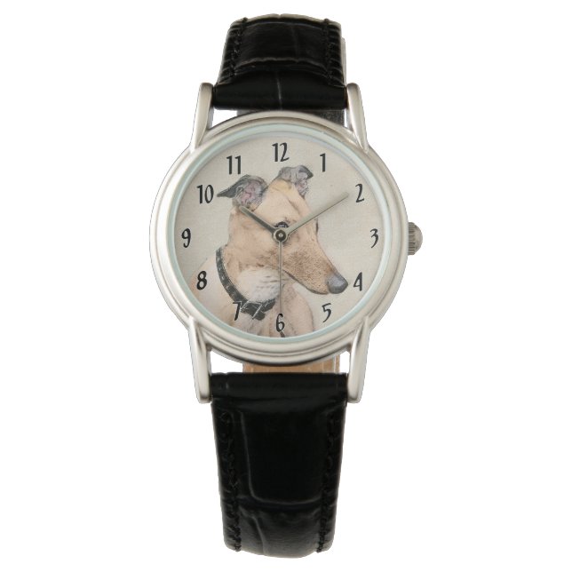 Montre Peinture Greyhound - Cute Original Chien Art (devant)