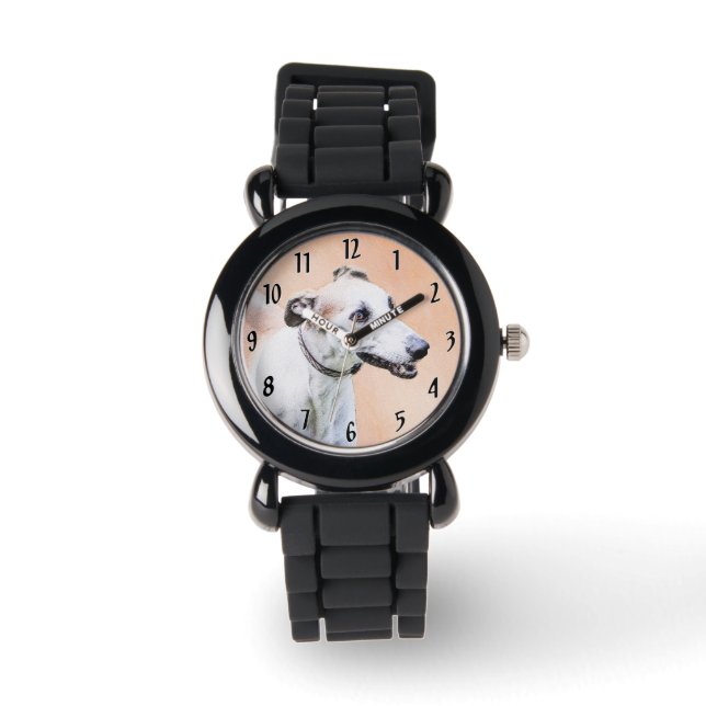 Montre Peinture Greyhound - Cute Original Chien Art (Recto)