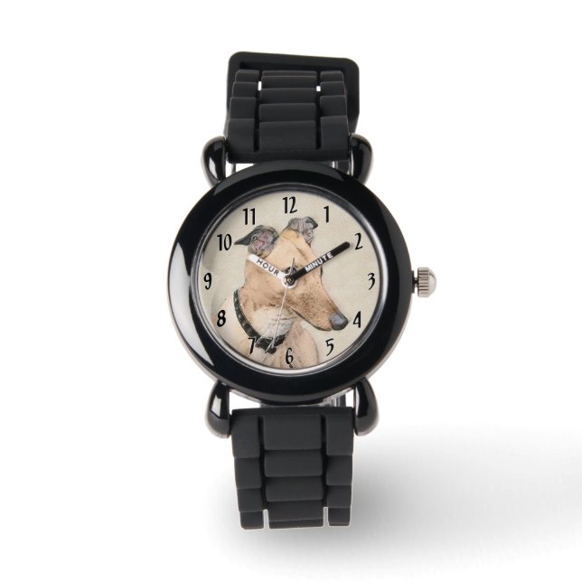 Montre Peinture Greyhound - Cute Original Chien Art (Recto)