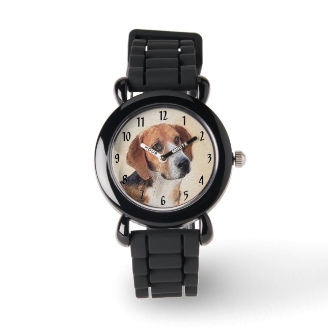 Montre Peinture Harrier - Joli art original chien (Recto)