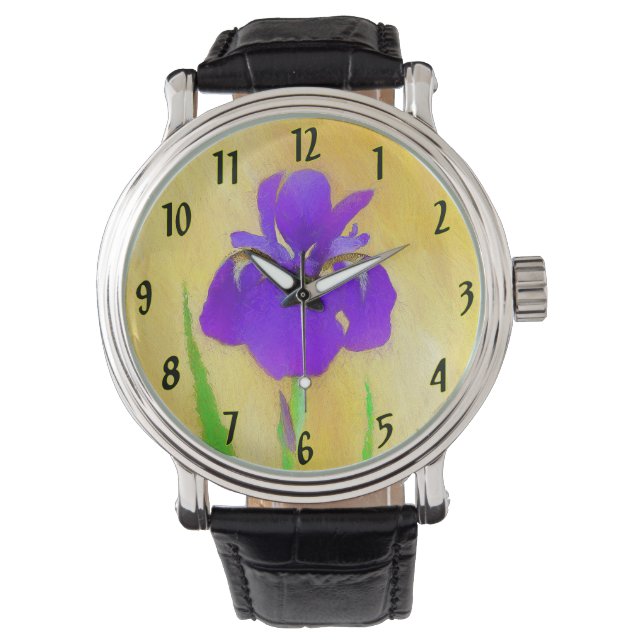 Montre Peinture Iris à cordes - Art Fleur d'origine (devant)