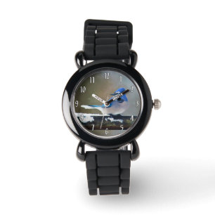 Montre Peinture Jay Bleu - Art Oiseau Original