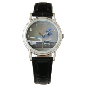 Montre Peinture Jay Bleu - Art Oiseau Original
