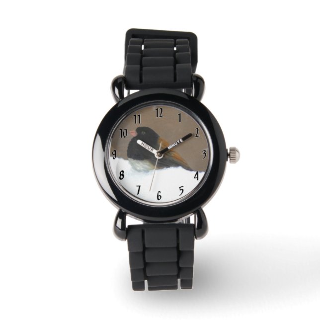 Montre Peinture Junco foncée - Art original pour oiseaux (Recto)