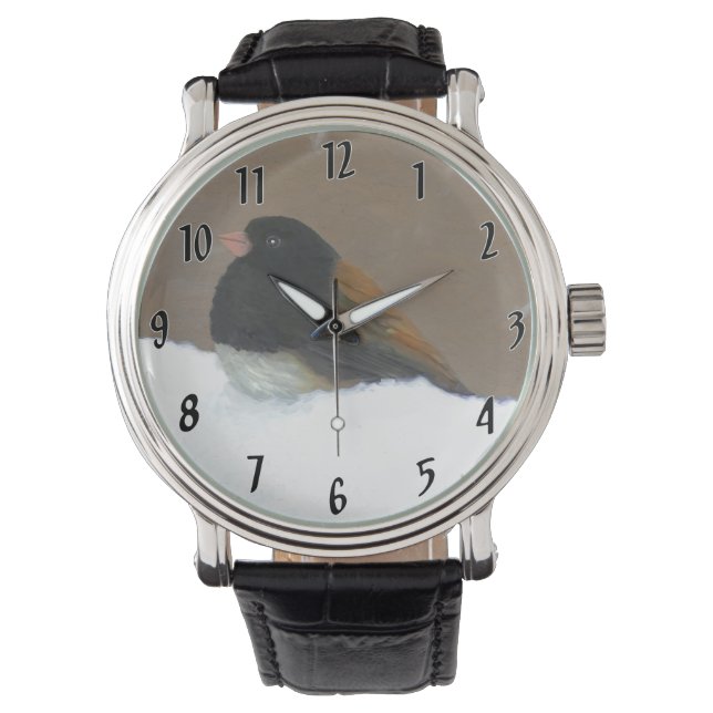 Montre Peinture Junco foncée - Art original pour oiseaux (devant)