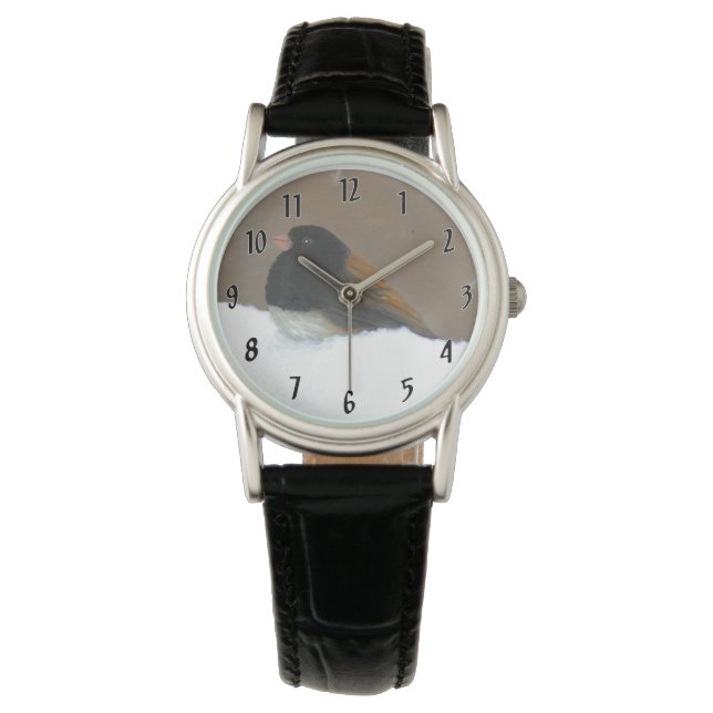 Montre Peinture Junco foncée - Art original pour oiseaux (devant)