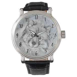 Montre Peinture Keeshond Beth - Joli art original chien