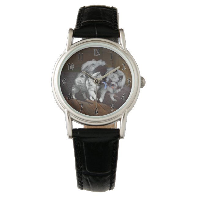 Montre Peinture Keeshond Playtime - Jolie art original ch (devant)