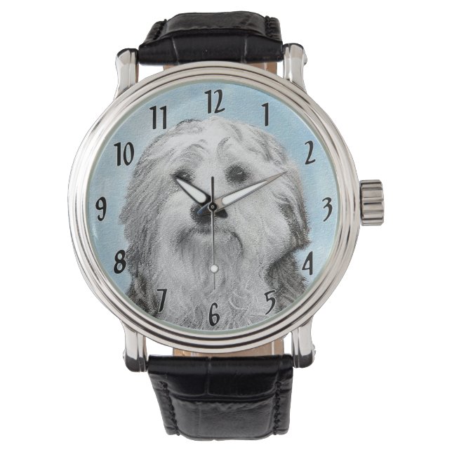 Montre Peinture Lowchen - Art de chien original mignon (devant)