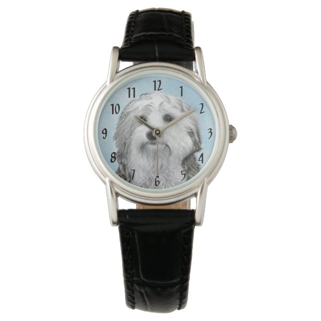 Montre Peinture Lowchen - Art de chien original mignon (devant)