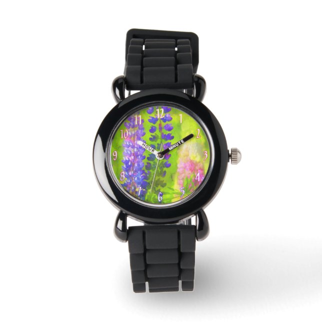Montre Peinture Lupine - Art Fleur Original (Recto)