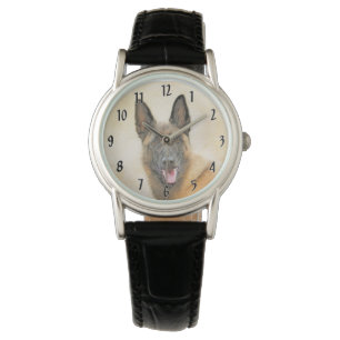 Montre Peinture Malinoise belge - Cute Original Chien Art