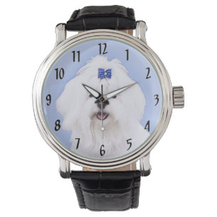 Montre Peinture Maltaise - Joli Art Original de Chien