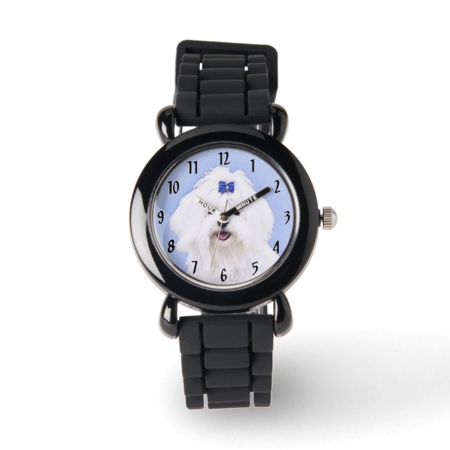 Montre Peinture maltaise - Joli art original pour chien (Recto)