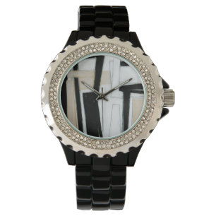 Montre Peinture noire et blanche abstraite