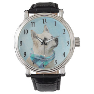 Montre Peinture norvégienne Buhund - jolie art original c