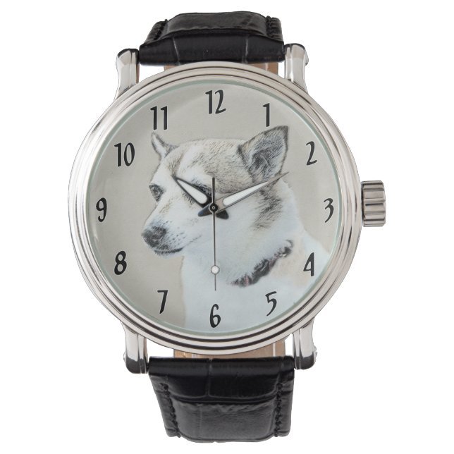 Montre Peinture norvégienne Lundehund - Art original chie (devant)