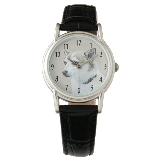 Montre Peinture norvégienne Lundehund - Art original chie (devant)