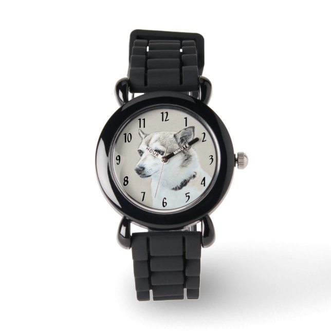 Montre Peinture norvégienne Lundehund - Art original chie (Recto)