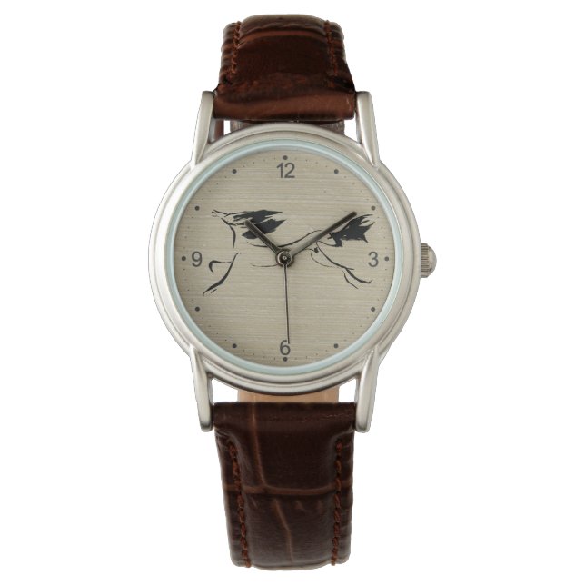 Montre Peinture originale de cheval Zodiaque chinois Anni (devant)