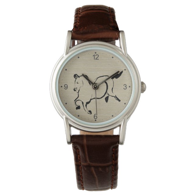 Montre Peinture originale de cheval Zodiaque chinois Anni (devant)