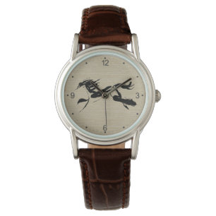 Montre Peinture originale de cheval Zodiaque chinois Anni