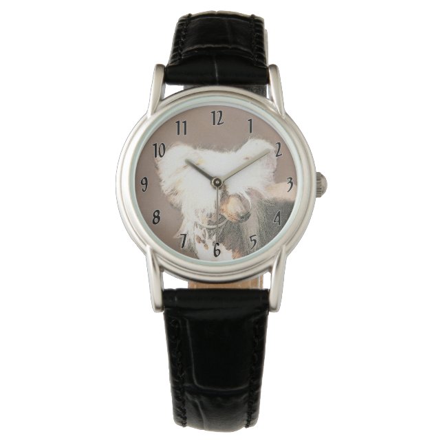 Montre Peinture originale de chien chinois à crête nue (devant)
