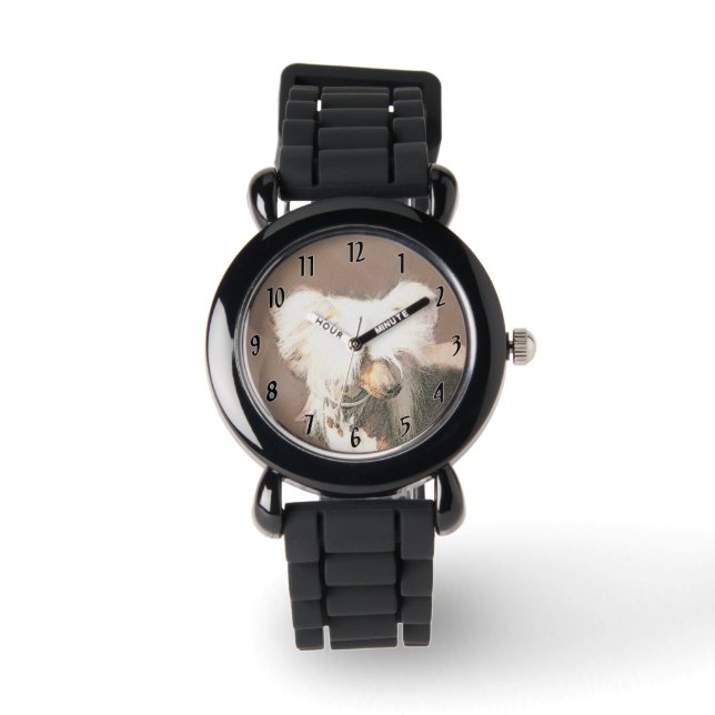 Montre Peinture originale de chien chinois à crête nue (Recto)