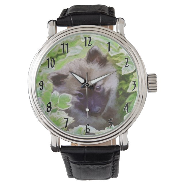 Montre Peinture originale d'un chiot Keeshond dans le jar (devant)