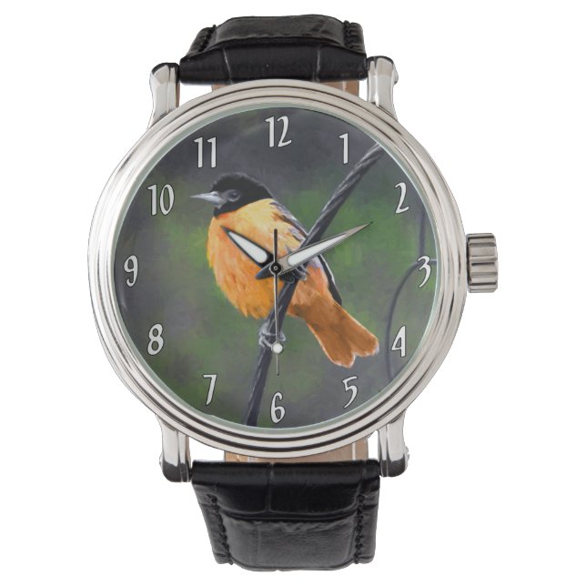 Montre Peinture Oriole - Art original d'oiseau (devant)
