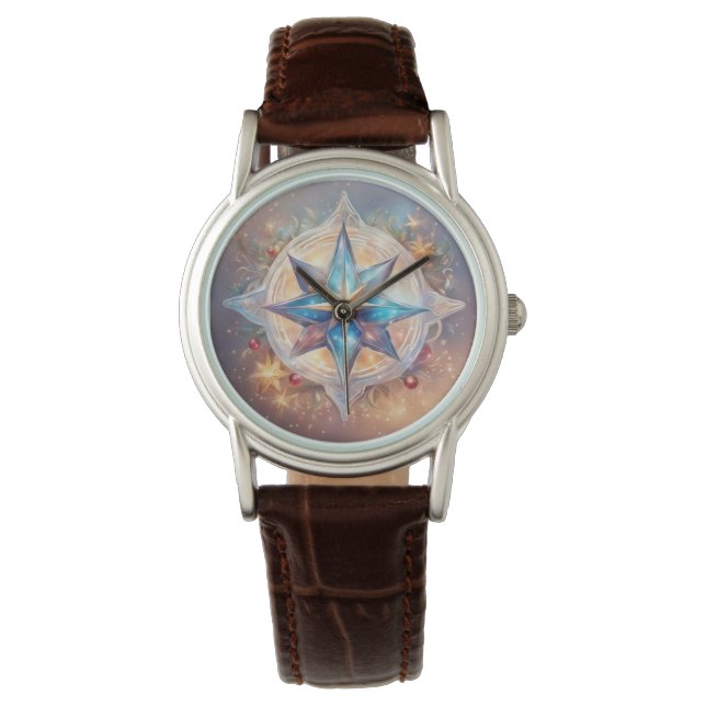 Montre peinture pastel aquarelle étoile (devant)