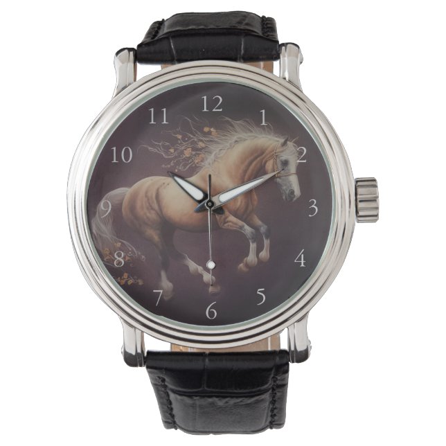 Montre Peinture Pastel D'Un Cheval De Course (devant)