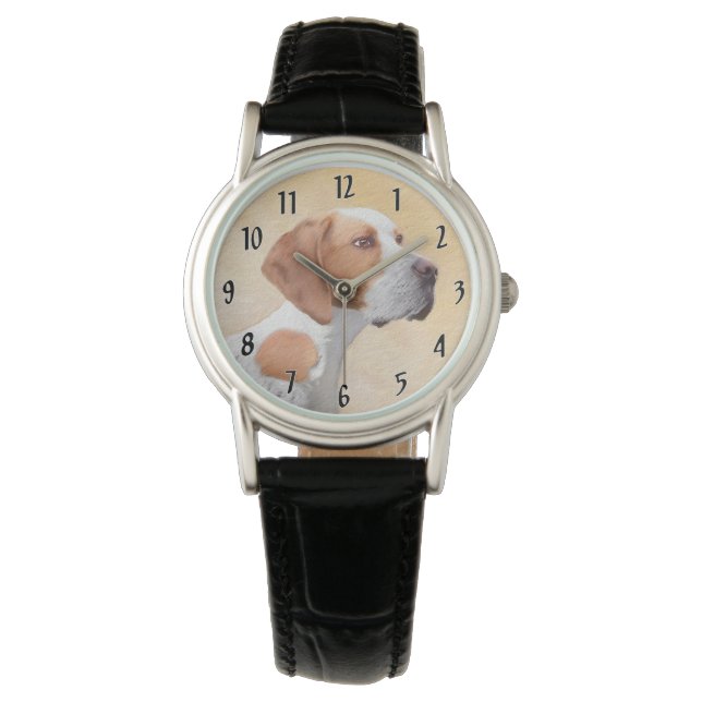 Montre Peinture Pointer - Joli Art Original de Chien (devant)